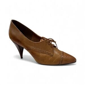 Vintage Carlo Santini WING TIP GRANNY HEELS SHOES BOOTIES SZ 7 ENGLAND